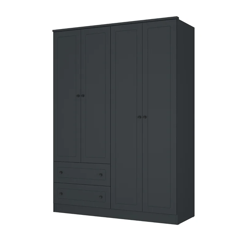 Ropero Americana PLUS 4 puertas 2 cajones - 100%MDF - Gris Grafito en Gris - Roperos y placares, Uruguay | Rústico Hogar, vista 1 de 5