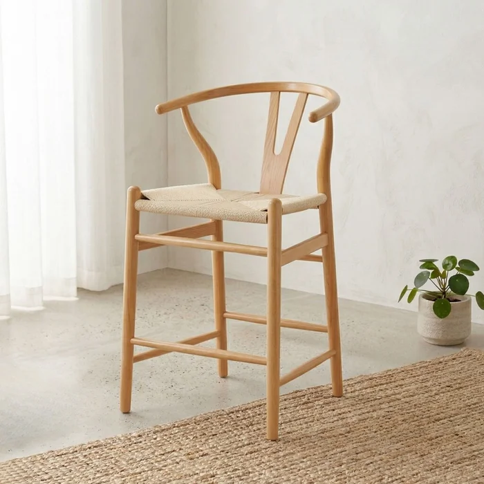 Butaca alta Madera Natural Wishbone - Origen en Madera natural - Butacas, banquetas y puffs, Uruguay | Rústico Hogar