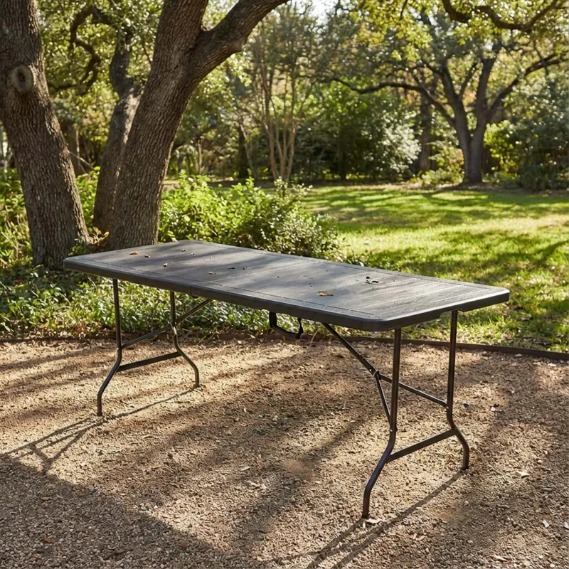 Mesa Plegable Polietileno-alta-densidad Negro Aveo en Negro - Muebles para el exterior, Uruguay | Divino
