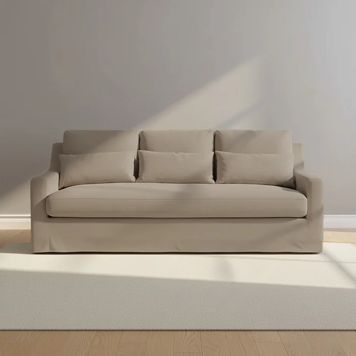 Sofá 3 Cuerpos Tela Verde Singapur Khaki en Beige - Sillones y sofás, Uruguay | Divino