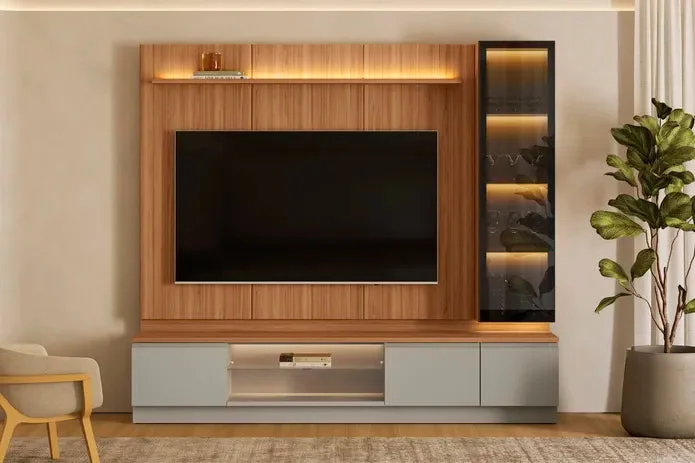 Conjunto Modular - Magnum 245CM - Cristalero Led en Madera natural - Muebles para TV, Uruguay | Balton, vista 5