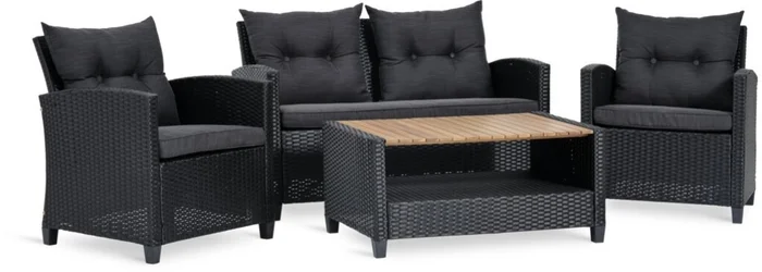 Set jardín VEN 4 plazas negro en Negro - Muebles para el exterior, Uruguay | JYSK