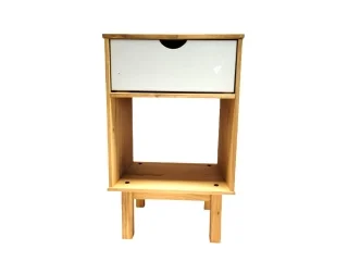 Mesa de luz 1C Mel/gris Linea Nordica en Madera Maciza en Madera natural - Mesas de luz, Uruguay | Quesal, vista 5