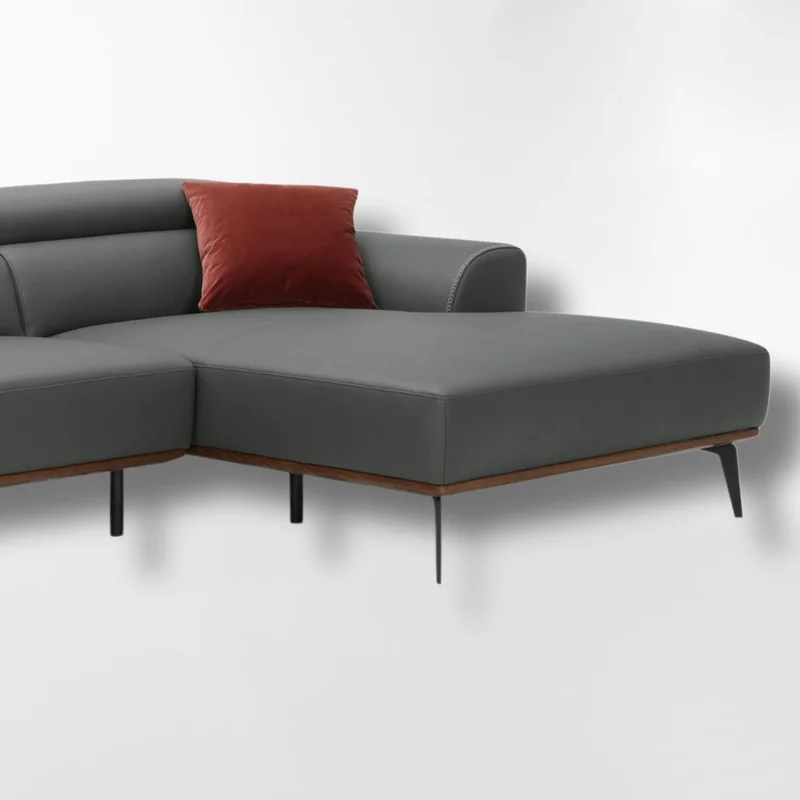 Sofá con chaise DUNA CUERO GRIS DERECHO en Gris - Sillones y sofás, Uruguay | Viasono, vista 4