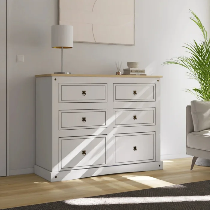 Comoda 6 Cajones Línea Monterrey - Blanco en Blanco - Cómodas, Uruguay | Ecowood, vista 2