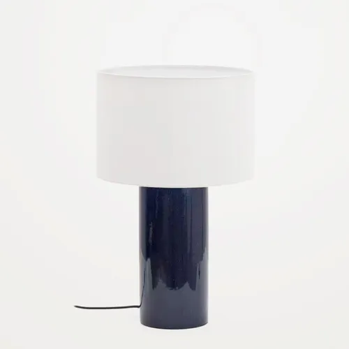 Lámpara de mesa Toneric de cerámica con acabado - azul y algodón en Azul - Lámparas de mesa, Uruguay | Kavehome