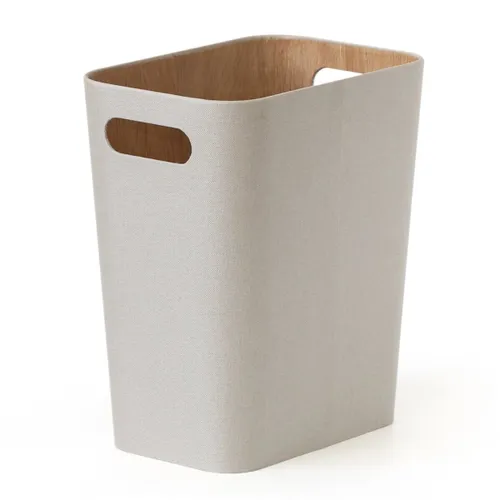 PAPELERA SIN TAPA 26x18x30CM EXTERIOR TELA CREMA en Beige - Canastos, Uruguay | Decohogar