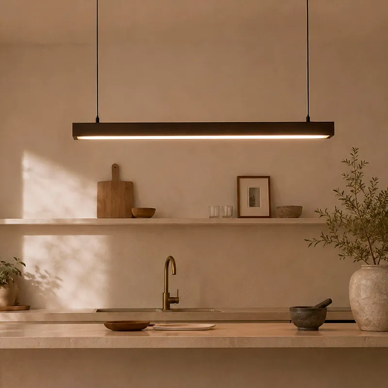 Luminaria lineal suspendida Cubic 120cm en Negro - Lámparas colgantes, Uruguay | Alta Gracia Deco