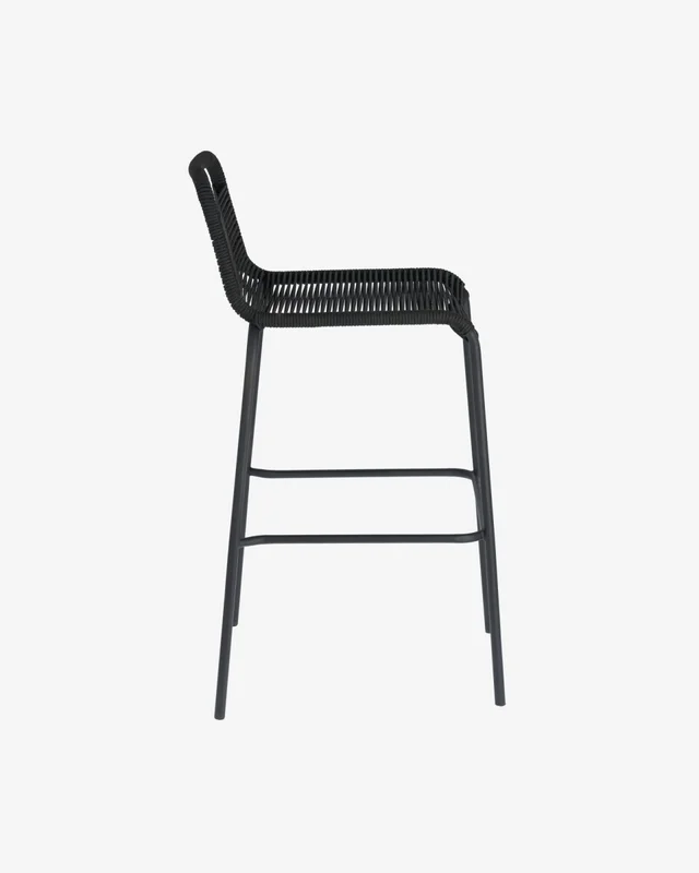 Taburete Lambton de cuerda - negro y acero con acabado negro altura 74 cm en Negro - Butacas, banquetas y puffs, Uruguay | Kavehome, vista 7
