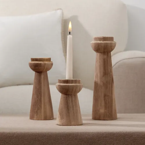 Candelabro De Madera Grande en Madera natural - Velas y Portavelas, Uruguay | Tiendas Montevideo