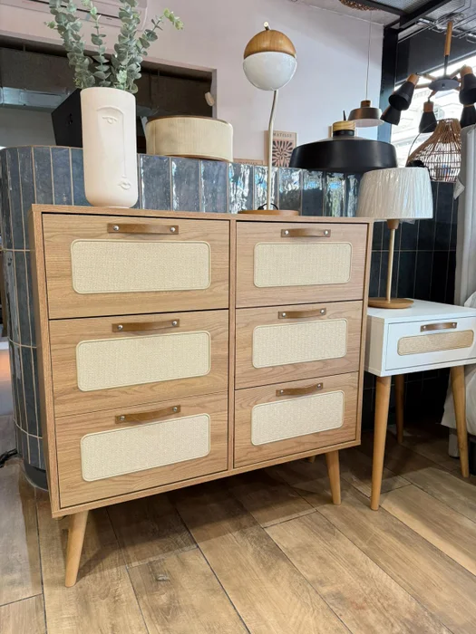 Cómoda Personal Praga 6 cajones – Olmo en Madera natural - Cómodas, Uruguay | Berna home, vista 3
