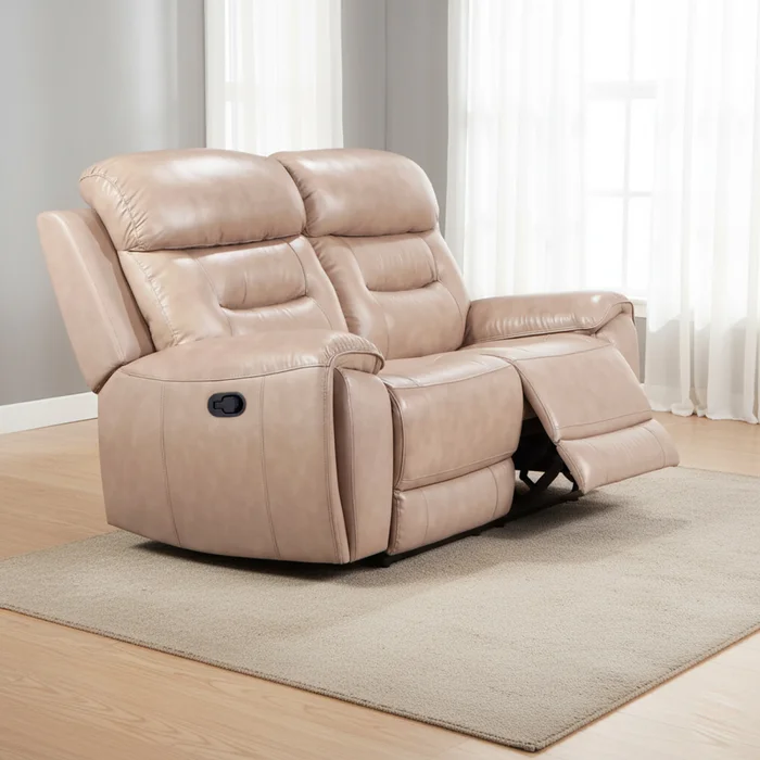 Sillón 2 Cuerpos Cuero Memphis Beige en Beige - Sillones y sofás, Uruguay | Divino