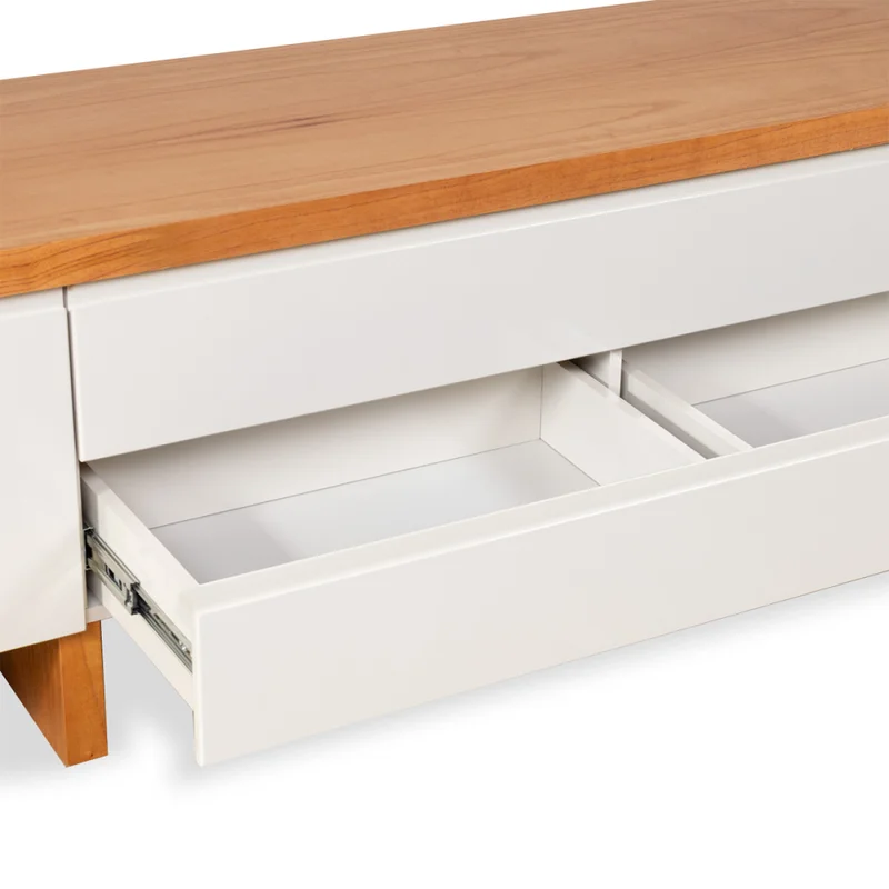 Rack Sud - Off White y Natural en Blanco - Muebles para TV, Uruguay | NYR, vista 3