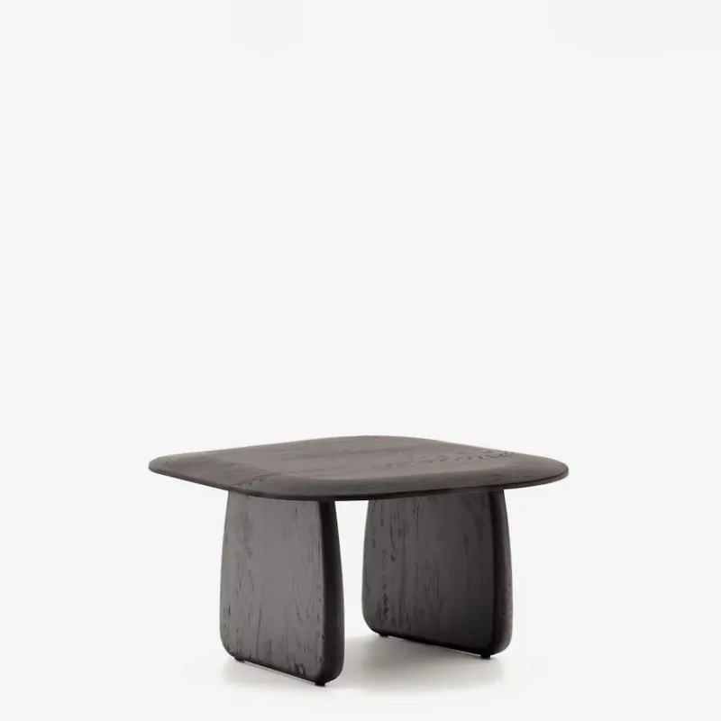 Mesa auxiliar Pirita de madera maciza de roble con - acabado negro 70,6 x 70 cm FSC 100% en Negro - Mesas de arrimo, Uruguay | Kavehome
