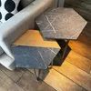 Mesa Lateral Idea (Mármol Gris/Marrón Claro/Pie Dorado) - Mesas de arrimo, Uruguay | Berna home, vista 3 de 7