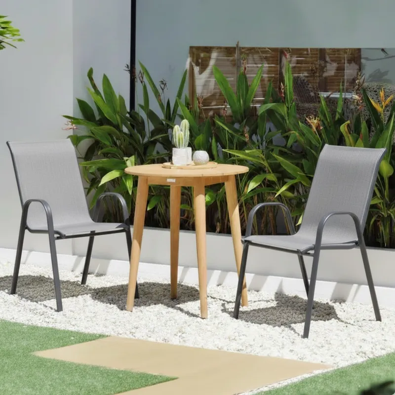 Sillas Textilina y acero mas Mesa de Eucaliptus - Nassau - Negro en Multicolor - Muebles para el exterior, Uruguay | Rústico Hogar