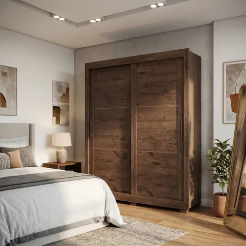 Ropero 2 Puertas Corredizas - Titanium - Oscuro en Marrón - Roperos y placares, Uruguay | Rústico Hogar