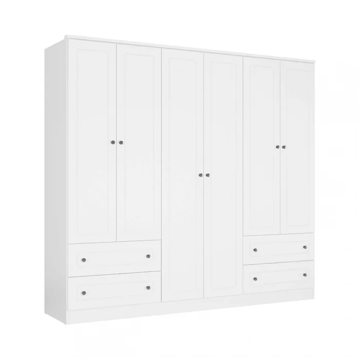 Ropero Americana PLUS 6 puertas 4 cajones - 100% MDF - Blanco en Blanco - Roperos y placares, Uruguay | Rústico Hogar, vista 2