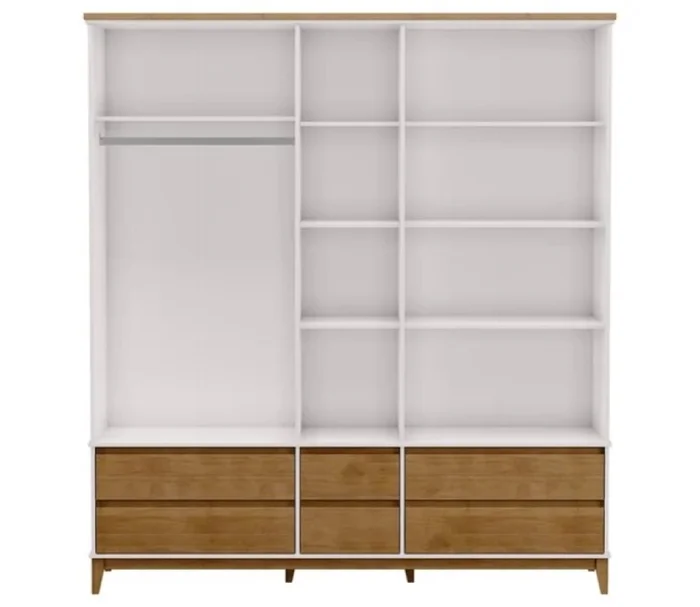 Ropero Prata 5 Puertas 6 Cajones 2814 Freijo/blan Mdf en Multicolor - Roperos y placares, Uruguay | Albanés, vista 2