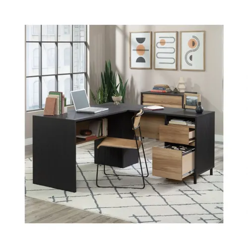 Escritorio Esquinero En L - Sauder - Linea Acadia Way en Negro - Escritorios, Uruguay | Rústico Hogar