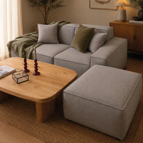 Sofá Arizona Ottoman - Dos cuerpos - Gris en Gris - Sillones y sofás, Uruguay | Walnut
