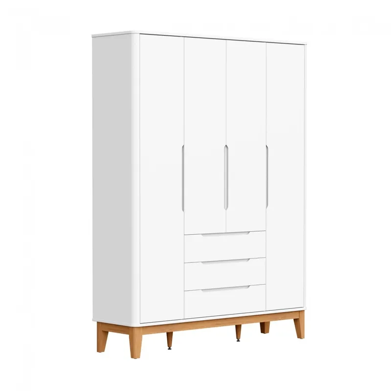 Ropero 4 puertas 3 cajones - Boom - Blanco en Blanco - Roperos y placares, Uruguay | Rústico Hogar