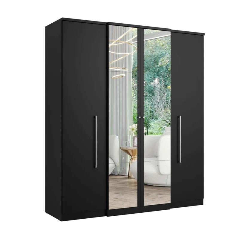 Placard Ropero 4 Puertas Mdp Negro Splendore Glass en Negro - Roperos y placares, Uruguay | Divino, vista 3