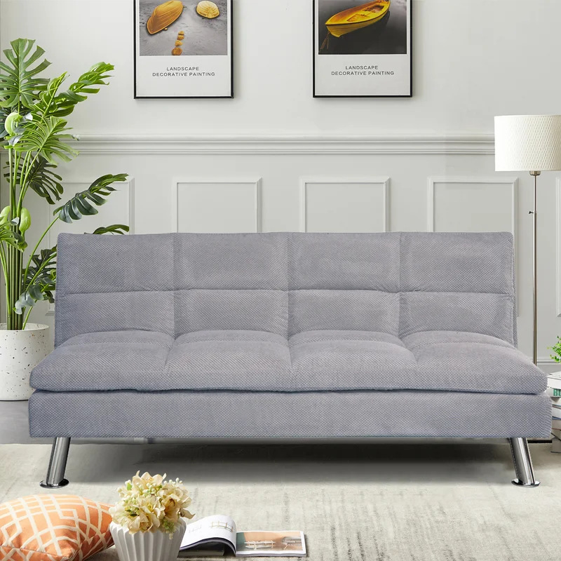 Sofá Cama Tapizado En Microfibra Patas De Metal en Gris - Muebles, Uruguay | Soy Hogar, vista 4