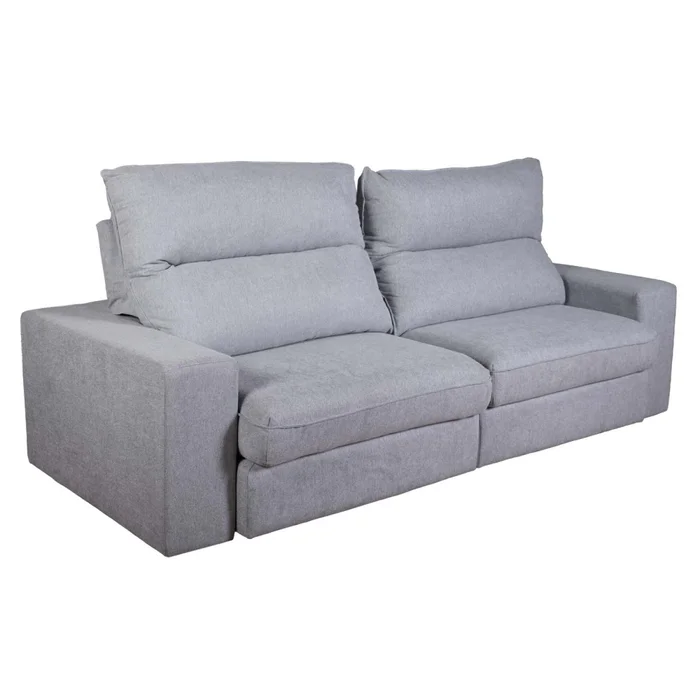 Sofá C/chaise 3 Cuerpos Tela Gris Boreal en Gris - Sillones y sofás, Uruguay | Divino, vista 2