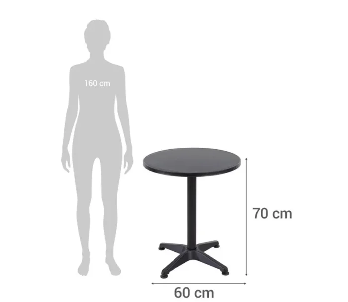 Mesa Jardin Redonda Aluminio 0.60 Cm en Negro - Muebles para el exterior, Uruguay | Albanés, vista 2