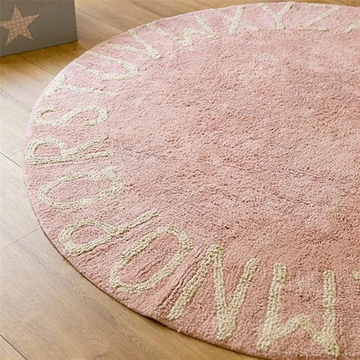 ALFOMBRA REDONDA POP 100CM ROSA LETRAS en Rosa - Alfombras, Uruguay | Decohogar, vista 2