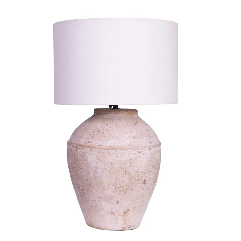Lámpara De Mesa Ceramica Natural-beige Vase Ii, Beige en Beige - Lámparas de mesa, Uruguay | Divino