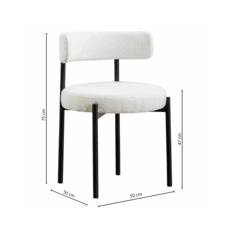 Silla Boucle Metal Y Tela - BLANCO en Blanco - Sillas, Uruguay | La Cueva Muebles, vista 7