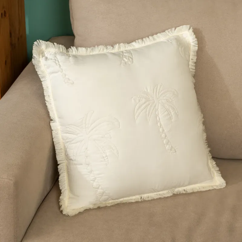 Funda de Almohadón Bordado Palmeras - Textiles, Uruguay | Arredo