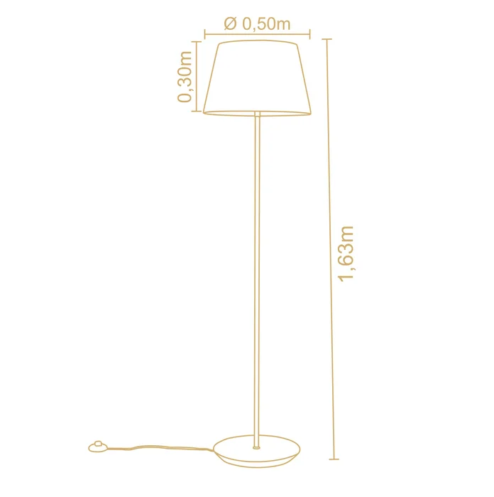 Lámpara de Pie Slim Madera, Hierro Dorado y Pantalla Algodón en Castaño y Dorado – Material Pie: Hierro – Material Base: Madera – Material Panta - Lámparas de pie, Uruguay | Berna home, vista 2