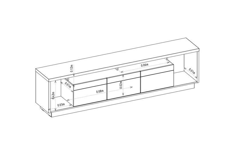 Rack tv Sala Cronos 220cm con tira Led MDF/MDP en Madera natural - Muebles para TV, Uruguay | Balton, vista 3