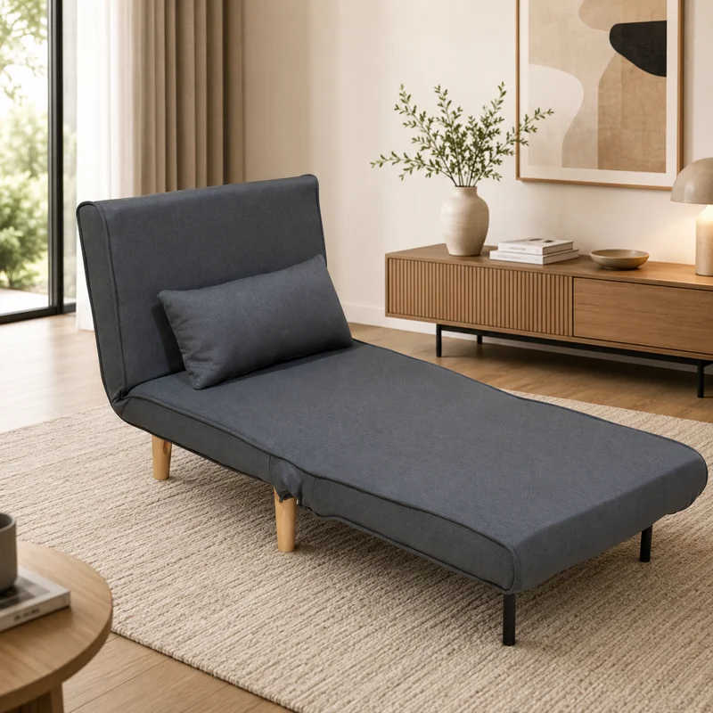 Sofa Cama 1 Plaza Plegable Patas De Madera Tapizado Tela en Gris - Sillones y sofás, Uruguay | Soy Hogar, vista 5