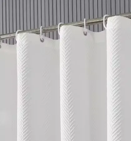 cortina de baño espiga en Blanco - Textiles, Uruguay | Proyecto Forma