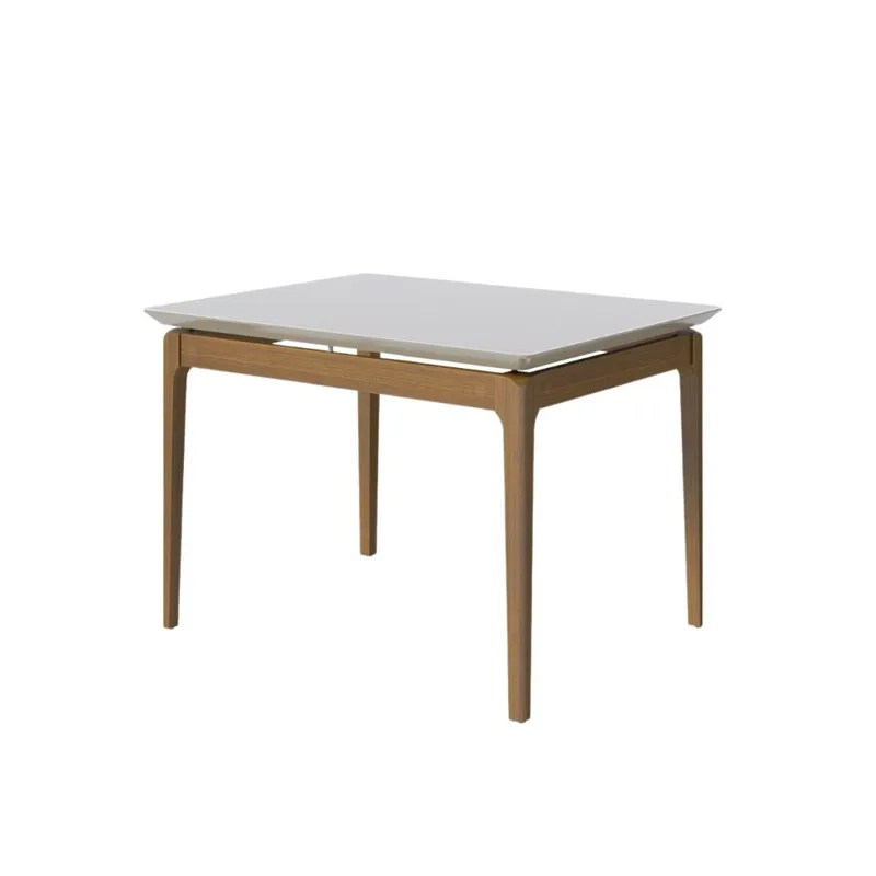 Mesa de Comedor Wind - 120 x 90 con vidrio - Off White y Natural en Blanco - Mesas de comedor, Uruguay | NYR
