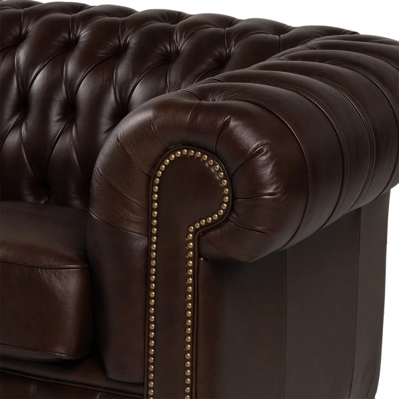 Sofá Chesterfield Novo - Cuero Advanced - 2 cuerpos - Havana - (Preventa) en Marrón - Sillones y sofás, Uruguay | Nyr, vista 4