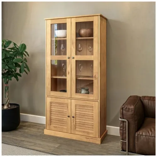 Cristalero - 4 Puertas - Línea Oslo - Natural en Madera natural - Bibliotecas, Uruguay | Ecowood