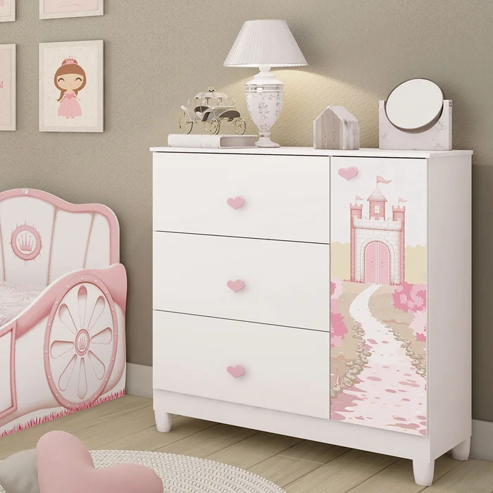 Cómoda Infantil 3 cajones - Princesa en Blanco - Cómodas, Uruguay | Delta Center, vista 2