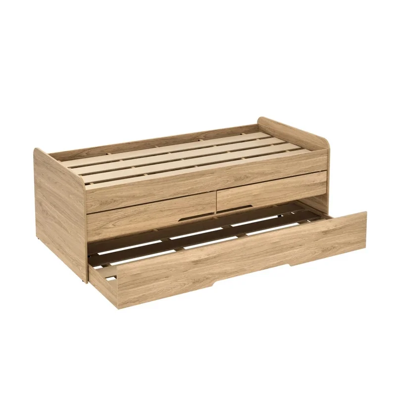 Cama Marinera 1 plaza con cajones - Línea Nordik - Text Frizz en Madera natural - Dormitorio, Uruguay | Ecowood, vista 4