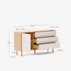 Aparador Anielle - 1 puerta y 3 cajones de madera maciza y chapa de fresno 150 x 78 cm en Off-white - Aparadores y recibidores, Uruguay | Kavehome, vista 10 de 10