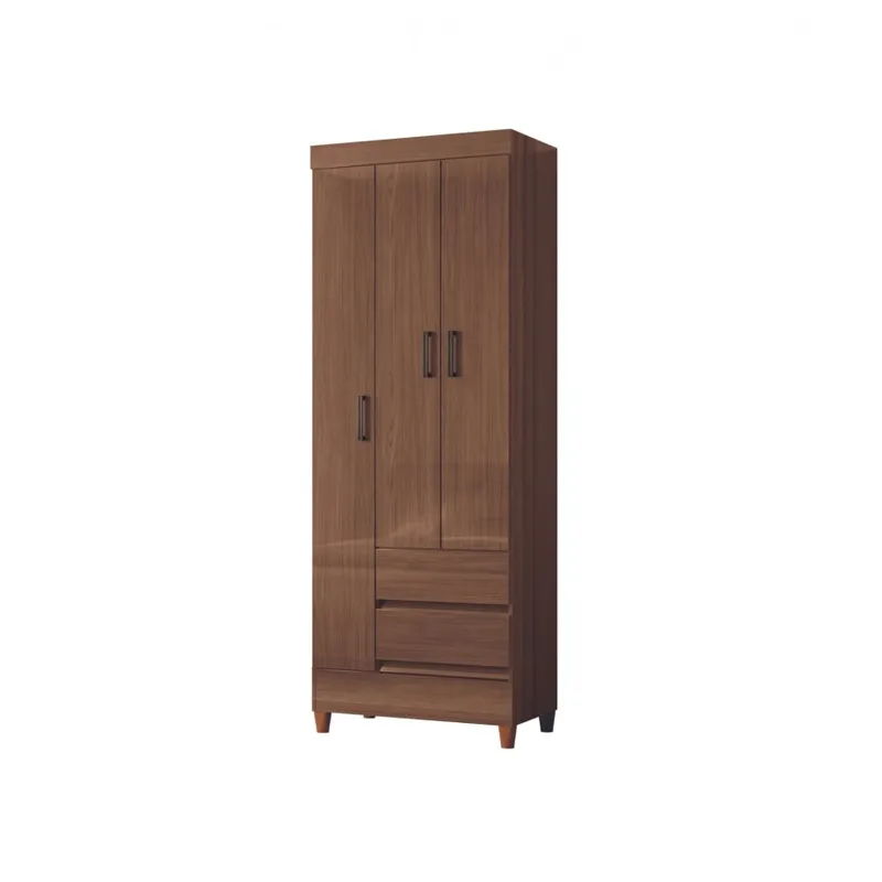 Ropero 3 puertas 2 cajones - Terminación Jequitibá - Linea FIT en Marrón - Roperos y placares, Uruguay | Rústico Hogar