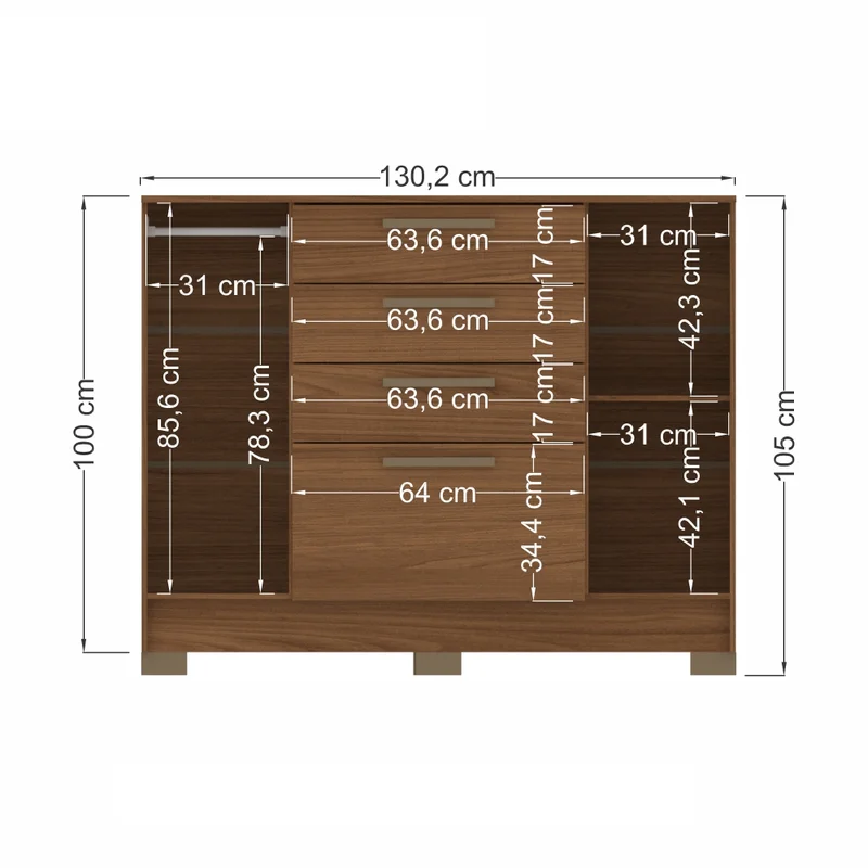 Comoda Cajonera Dormitorio 4 Cajones 2 Puertas en Gris - Cómodas, Uruguay | Soy Hogar, vista 4