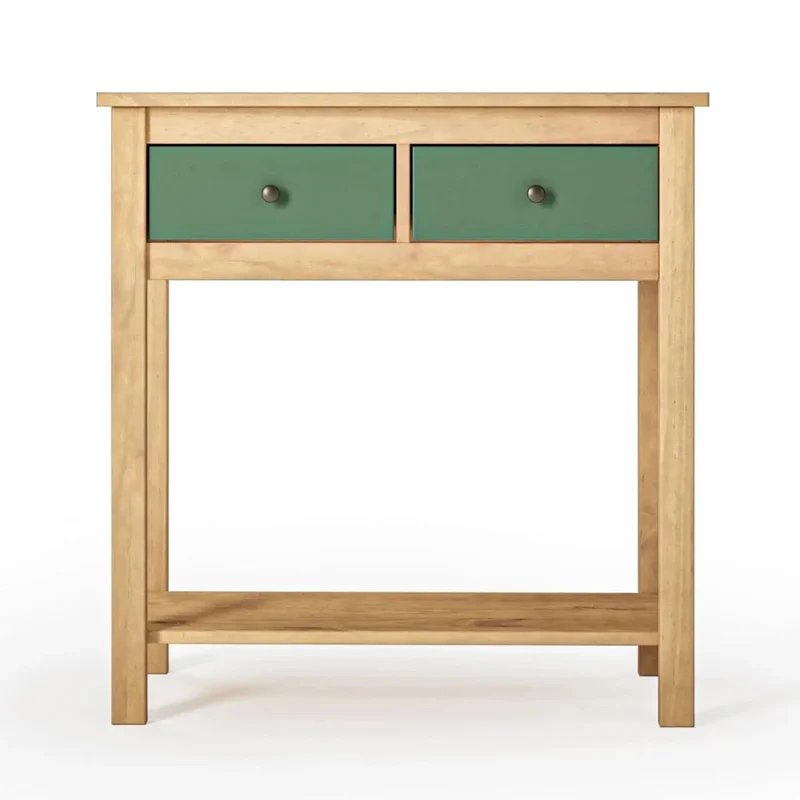 Mesa De Arrime Aparador 2 Cajónes - Línea Maden - Verde en Blanco - Mesas de arrimo, Uruguay | Ecowood, vista 3