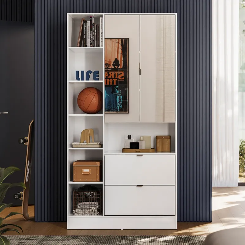ARMARIO MULTIUSO 2PUERTAS 2C CON ESPEJO JOY - BLANCO 21240/0 - Roperos y placares, Uruguay | Rosas Hermanos