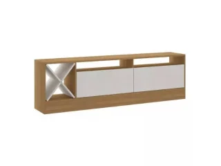 Rack 2 puertas y botellero Dakar/Vulcano en Dakar/Blanco - Muebles para TV, Uruguay | Quesal, vista 3