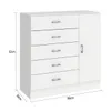 Comoda Cajonera para Dormitorio de 5 Cajones 1 Puerta y 1 Estante interno - FE - Blanco en Blanco - Cómodas, Uruguay | Mulata, vista 5 de 5